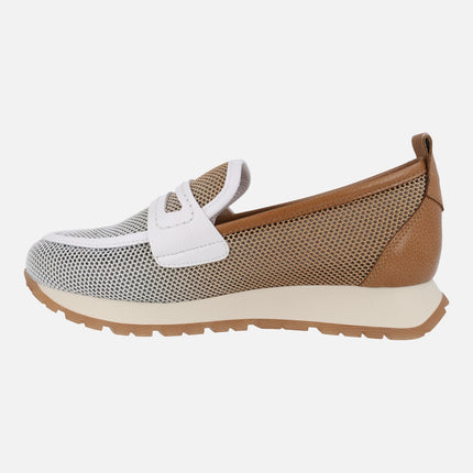 Sport Kansas moccasins in brown and white combined