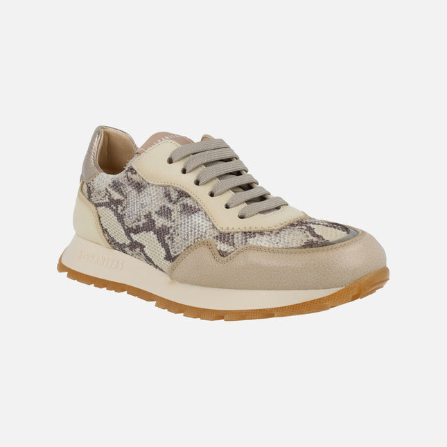 Women's Sneakers in Snake print with laces closure