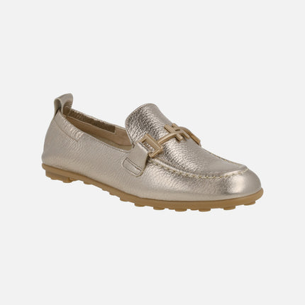 Bombay leather moccasins with metallic ornament