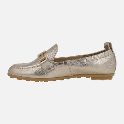 Bombay leather moccasins with metallic ornament