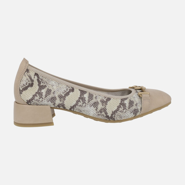 Oporto Ballerinas in snake print mesh fabric