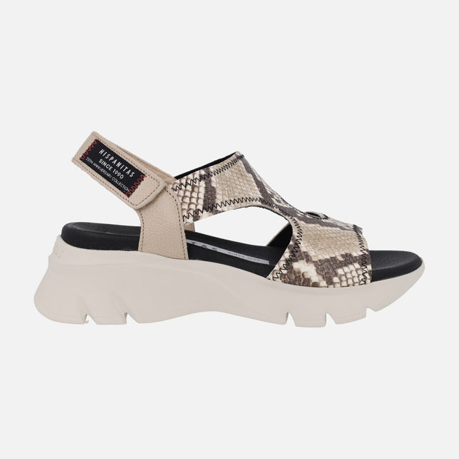 Sandalias de piel con cierre de velcro y plataforma