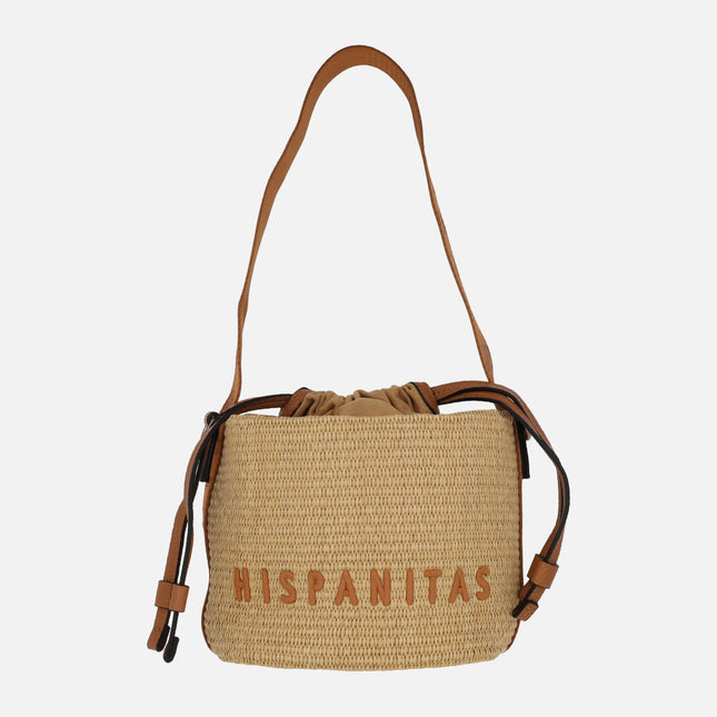 Bolsos Hispanitas estilo bombonera en combinado de rafia