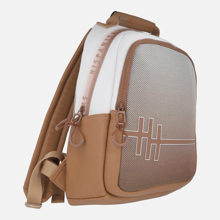 Mochilas Hispanitas en combinado cuero y blanco