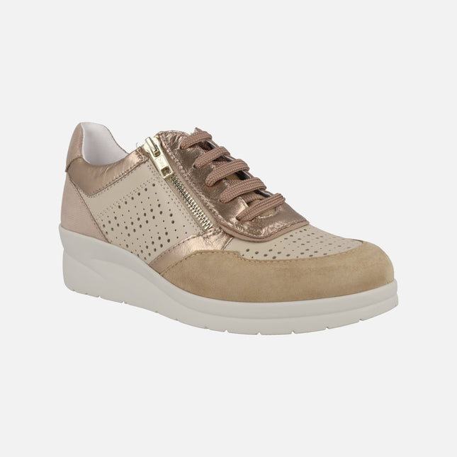 Zapatos deportivos de piel con cordones y cremallera Riposella