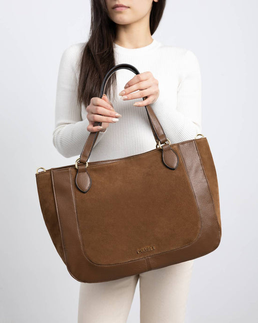 Bolsos grandes estilo shopper en combinado marrón