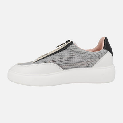 Deportivas en tejido rejilla con cierre de cremallera central