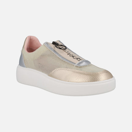 Deportivas en tejido rejilla con cierre de cremallera central