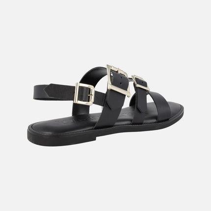 Flat leather sandals with buckles Zorion