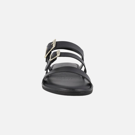 Flat leather sandals with buckles Zorion