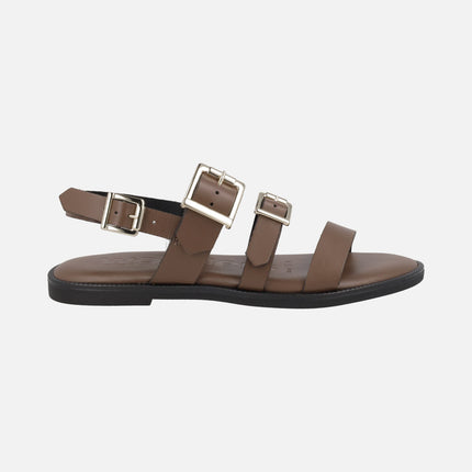 Flat leather sandals with buckles Zorion