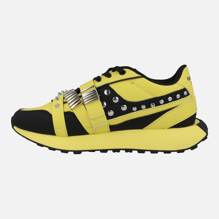 Yellow leather sneakers with studs and spikes UMA by María Escoté