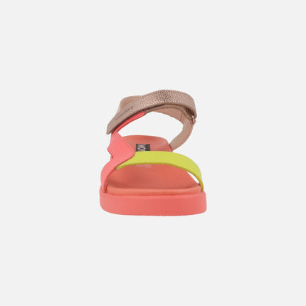 Multicolor leather sandals with velcro closure