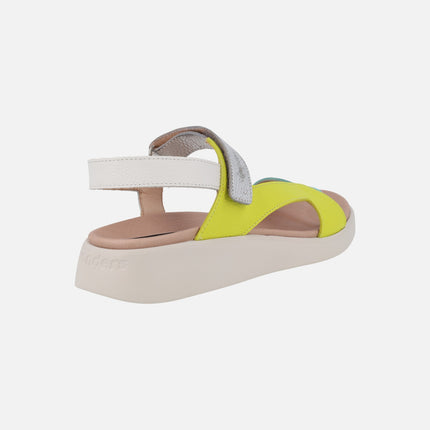 Multicolor leather sandals with velcro closure