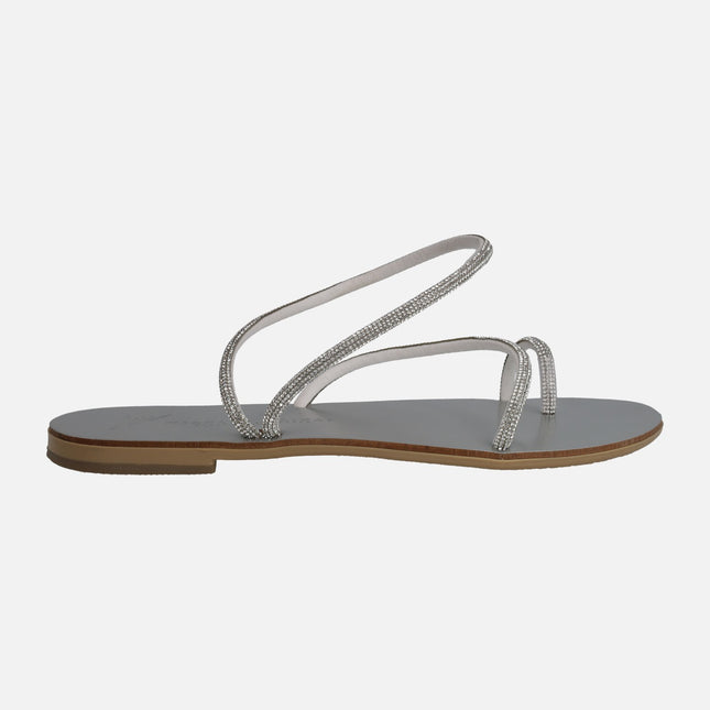 Sandalias planas con tiras de strass 63-TCM Nicolas Lainas