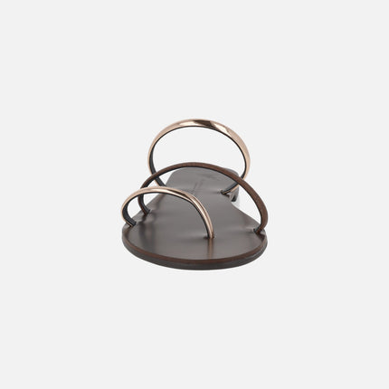 Sandalias planas en combinado marrón y oro 927-T de Nicolas Lainas