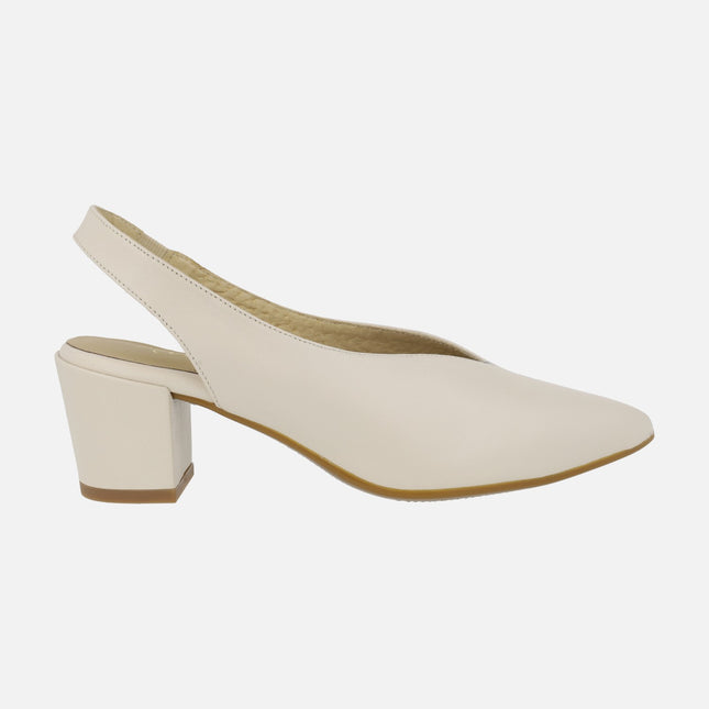 Salones destalonados Zaba de piel con tacones anchos