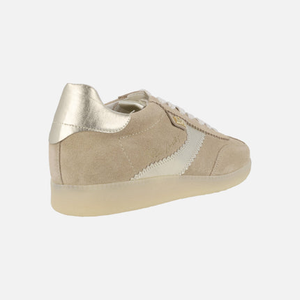 Zapatillas deportivas Missouri en ante beige con detalles dorados