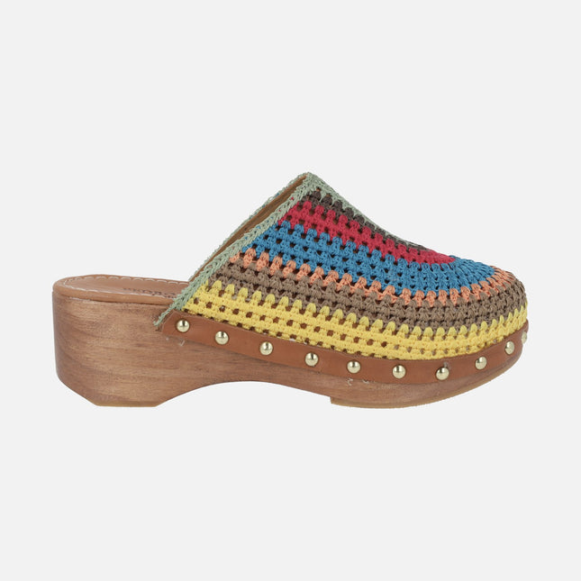 Multicolor crochet clogs