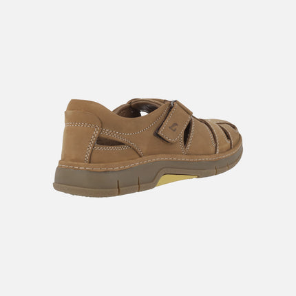 Sandalias para hombre en piel nobuck cuero con cierre de velcros