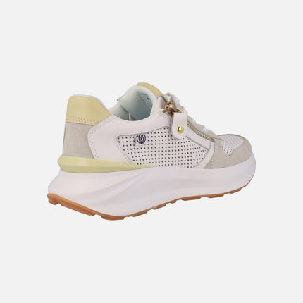 Zapatillas deportivas de piel con picados cordones y cremallera