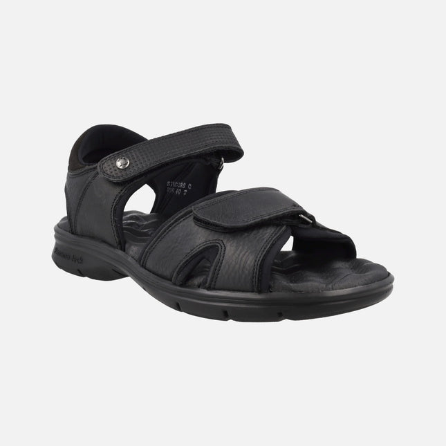 Men's leather sandals with velcro closure Sanders Basics