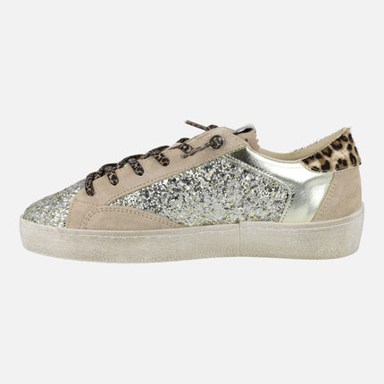 Glitter and Animal Print Combined Sneakers