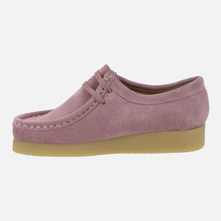 Zapatos en piel serraje para mujer con cordones tipo Wallabee