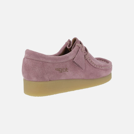 Zapatos en piel serraje para mujer con cordones tipo Wallabee