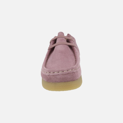 Zapatos en piel serraje para mujer con cordones tipo Wallabee