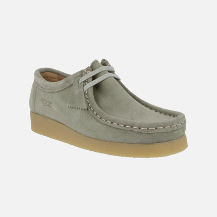 Zapatos en piel serraje para mujer con cordones tipo Wallabee