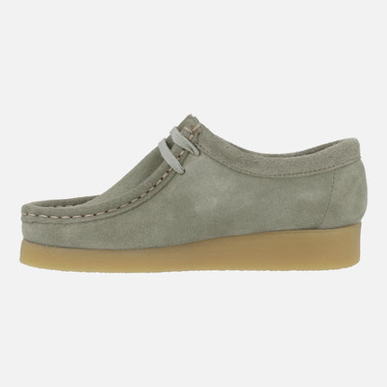 Zapatos en piel serraje para mujer con cordones tipo Wallabee