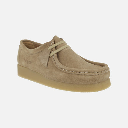 Zapatos en piel serraje para mujer con cordones tipo Wallabee