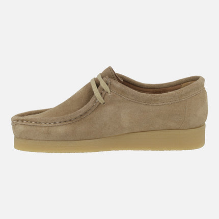 Zapatos en piel serraje para mujer con cordones tipo Wallabee