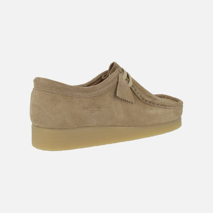 Zapatos en piel serraje para mujer con cordones tipo Wallabee