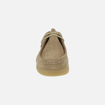 Zapatos en piel serraje para mujer con cordones tipo Wallabee