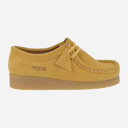 Zapatos en piel serraje para mujer con cordones tipo Wallabee