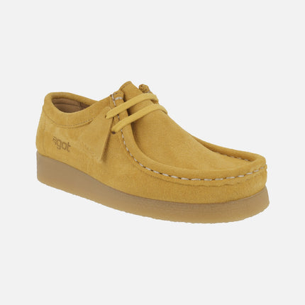 Zapatos en piel serraje para mujer con cordones tipo Wallabee