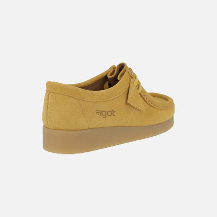 Zapatos en piel serraje para mujer con cordones tipo Wallabee