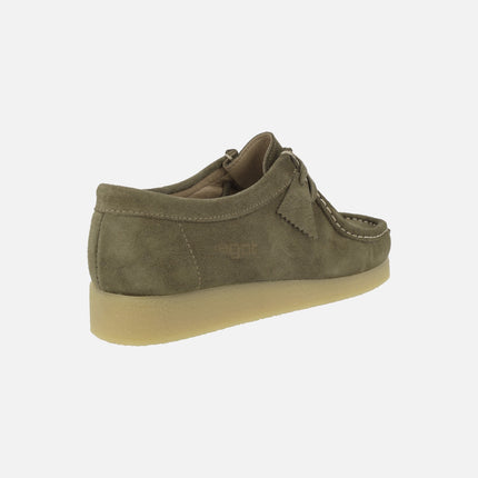 Zapatos en piel serraje para mujer con cordones tipo Wallabee