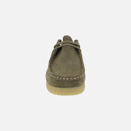 Zapatos en piel serraje para mujer con cordones tipo Wallabee