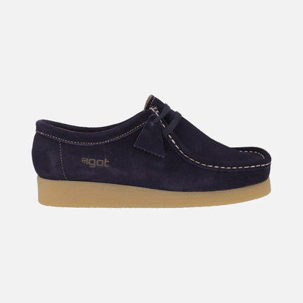 Zapatos en piel serraje para mujer con cordones tipo Wallabee