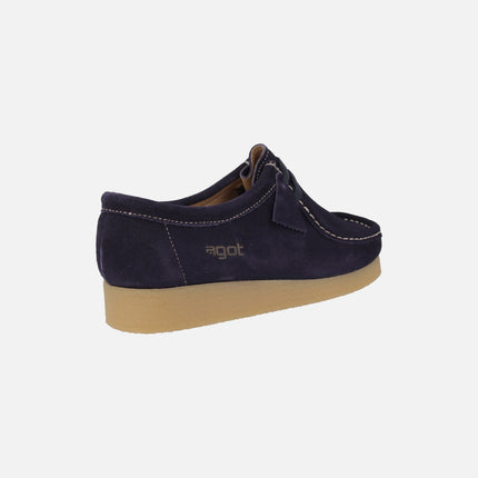 Zapatos en piel serraje para mujer con cordones tipo Wallabee