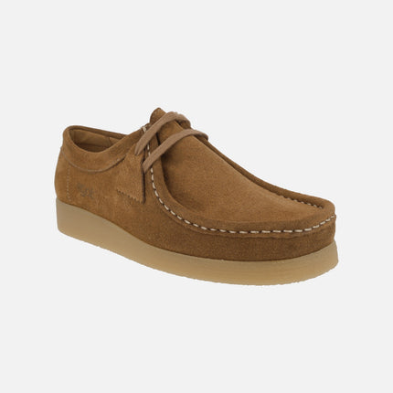 Zapatos para hombre en piel serraje con cordones estilo wallabee