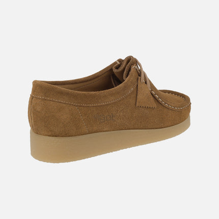 Zapatos para hombre en piel serraje con cordones estilo wallabee