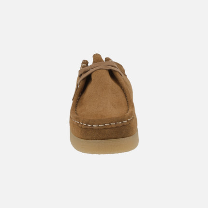 Zapatos para hombre en piel serraje con cordones estilo wallabee