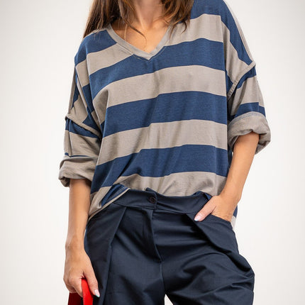 Oversize t-shirts in striped fabric