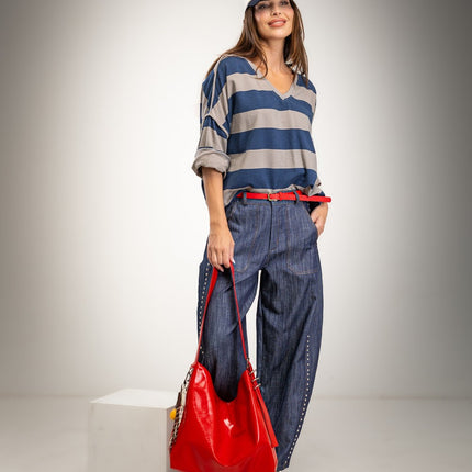 Oversize t-shirts in striped fabric