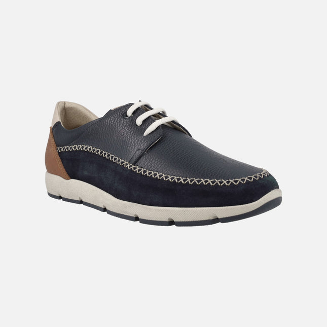 Zapatos de cordones para hombre en combinado azul marino