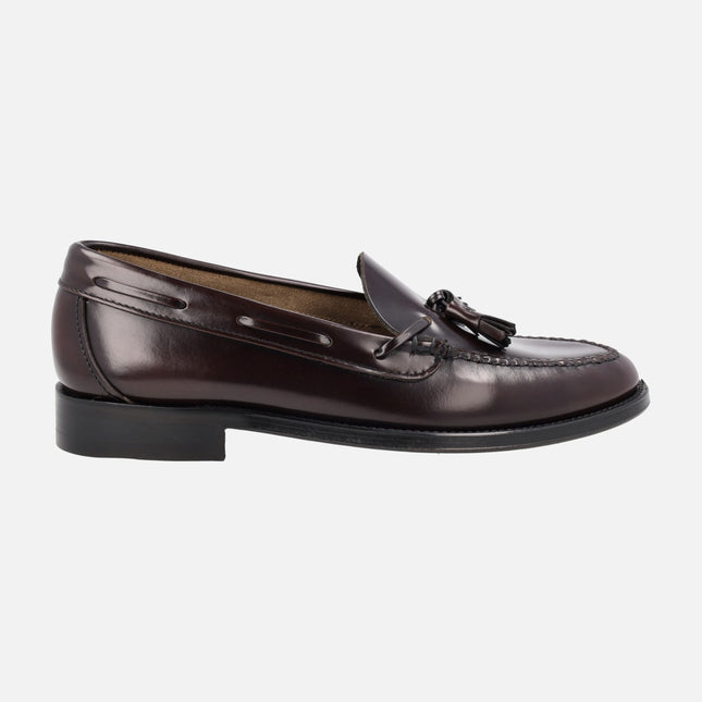 Mocasines para hombre en piel antik con borlas